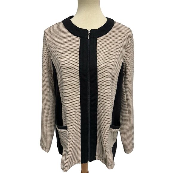 The TOG Shop Women's Beige And Black Spotted Full Zip Blazer Size L - Picture 1 of 14